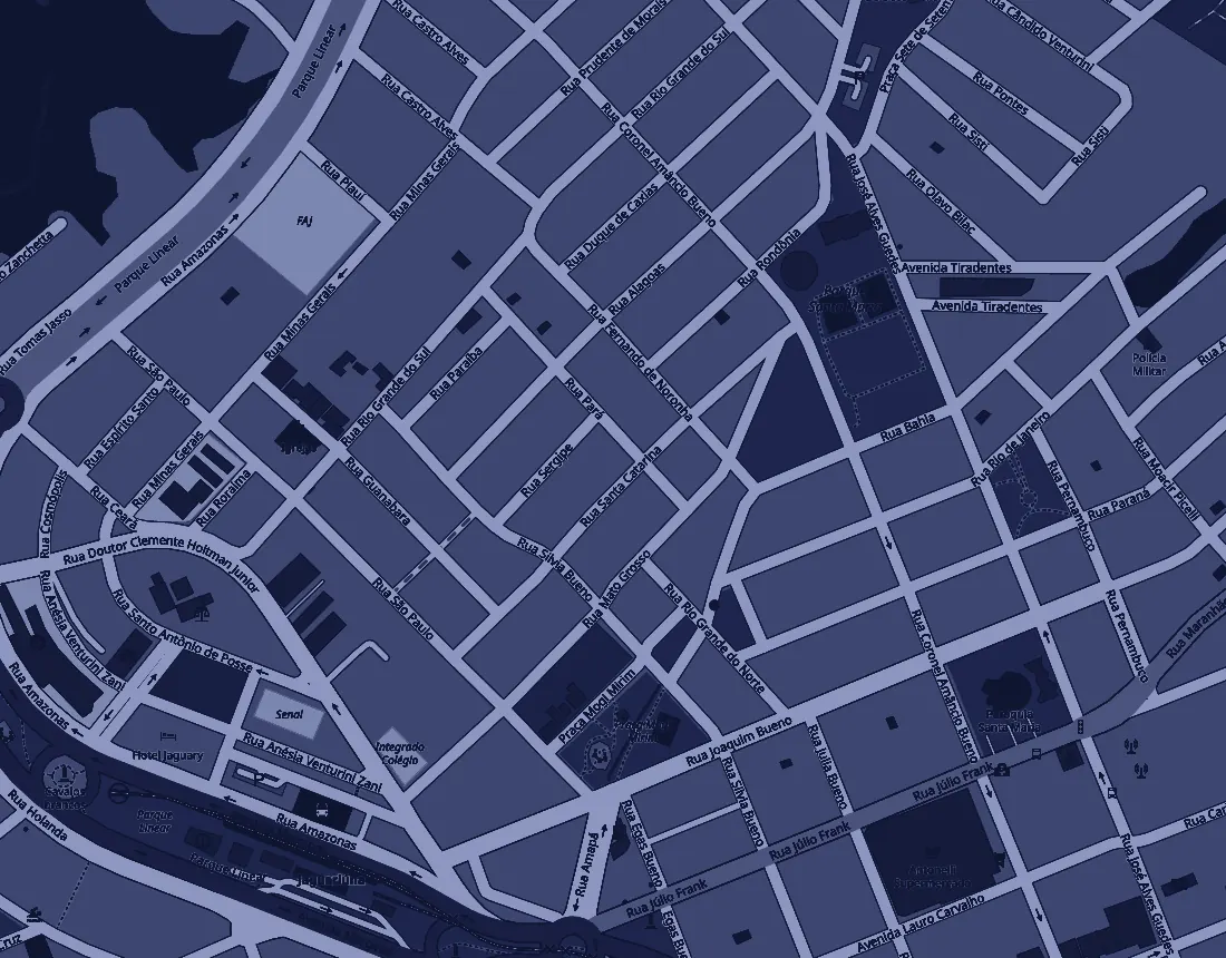 Mapa ilustrativo da região da Rua Mato Grosso, 343, sala 3, em Jaguariúna